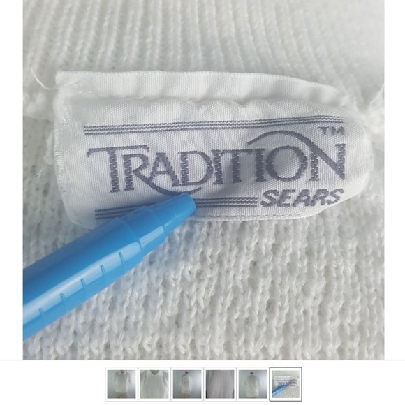 Vintage White Women Blouse Blouson Ribbed Knit Collared by Tradition Sears Small - Picture 6 of 6